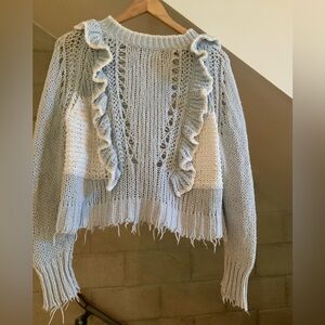 Wildfox Light Blue Ruffled Sweater